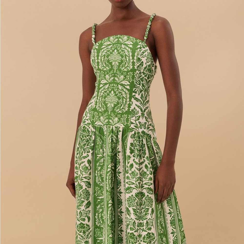 FARM Rio Green and White Sleeveless Sundress for Weddings